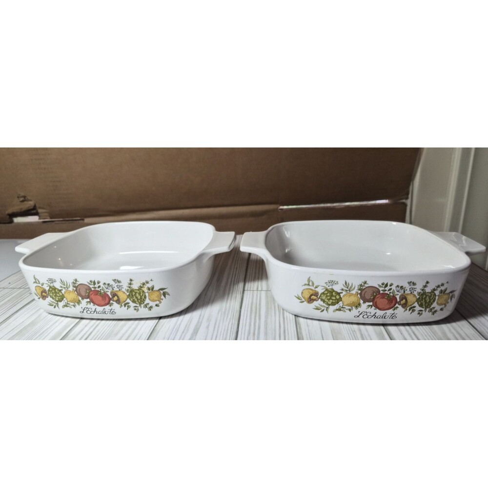 VTG Corning Ware Casserole Dishes A-8-B 1.4 Liter L'Echalote Spice of Life Pair